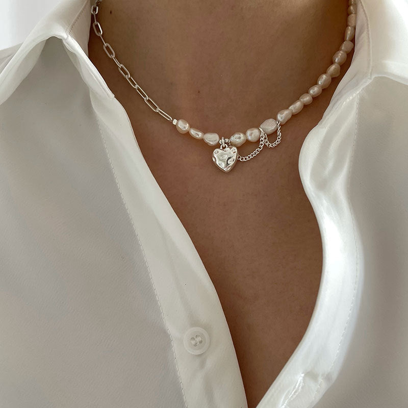Asymmetry Chain Pearls Necklace